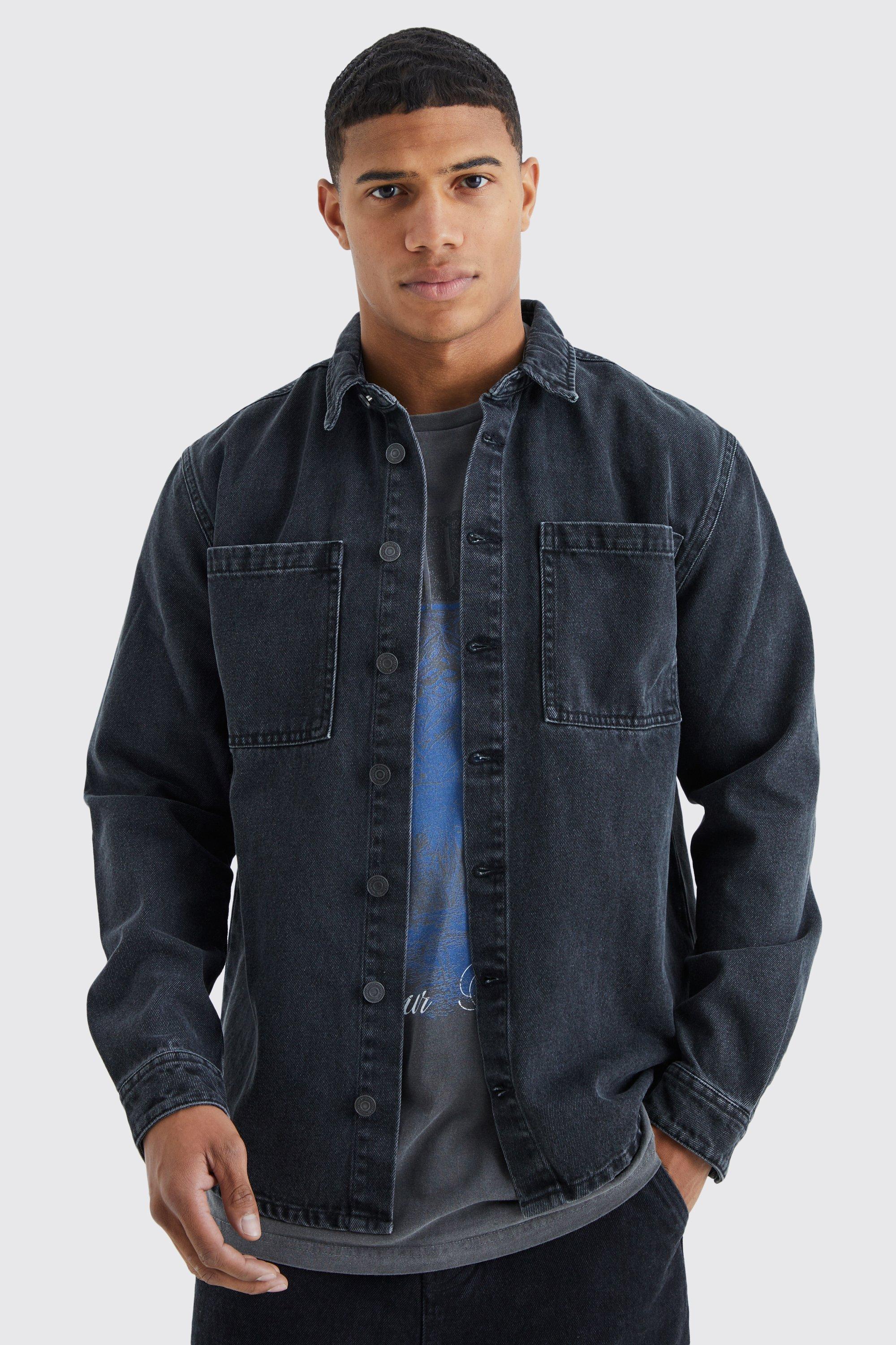 Short sleeve denim jacket on sale men